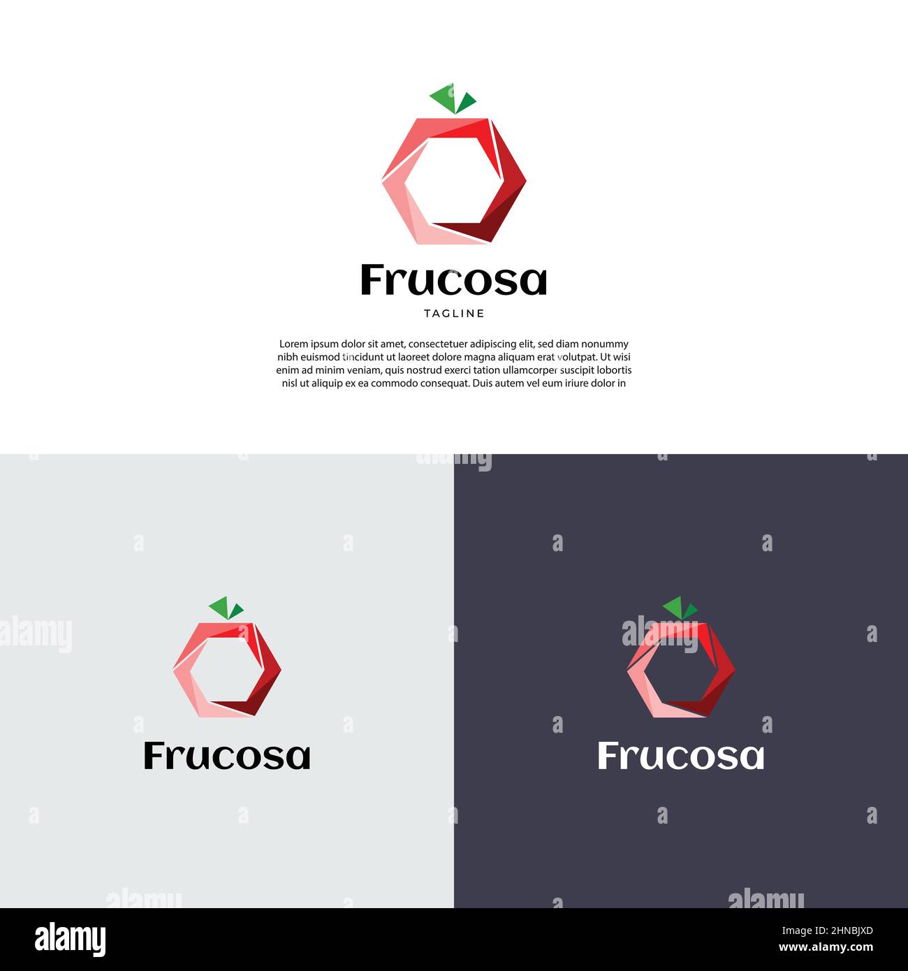 Abstract Geometric Fruit Shape Logo Design Template Stock Vector