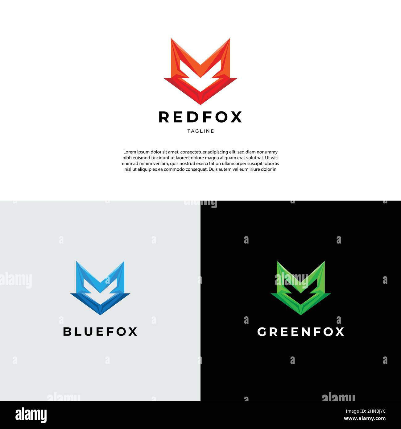 Simple Geometric Fox Shape Logo Sign Symbol Icon Stock Vector