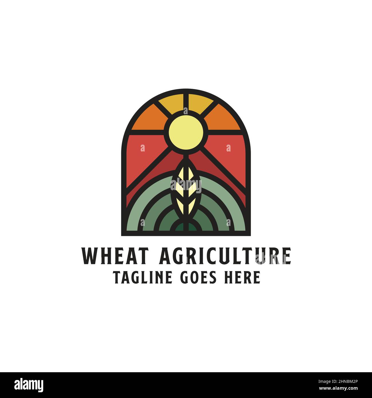 Organic Wheat agriculture logo design badge, line art farm logo vector ...