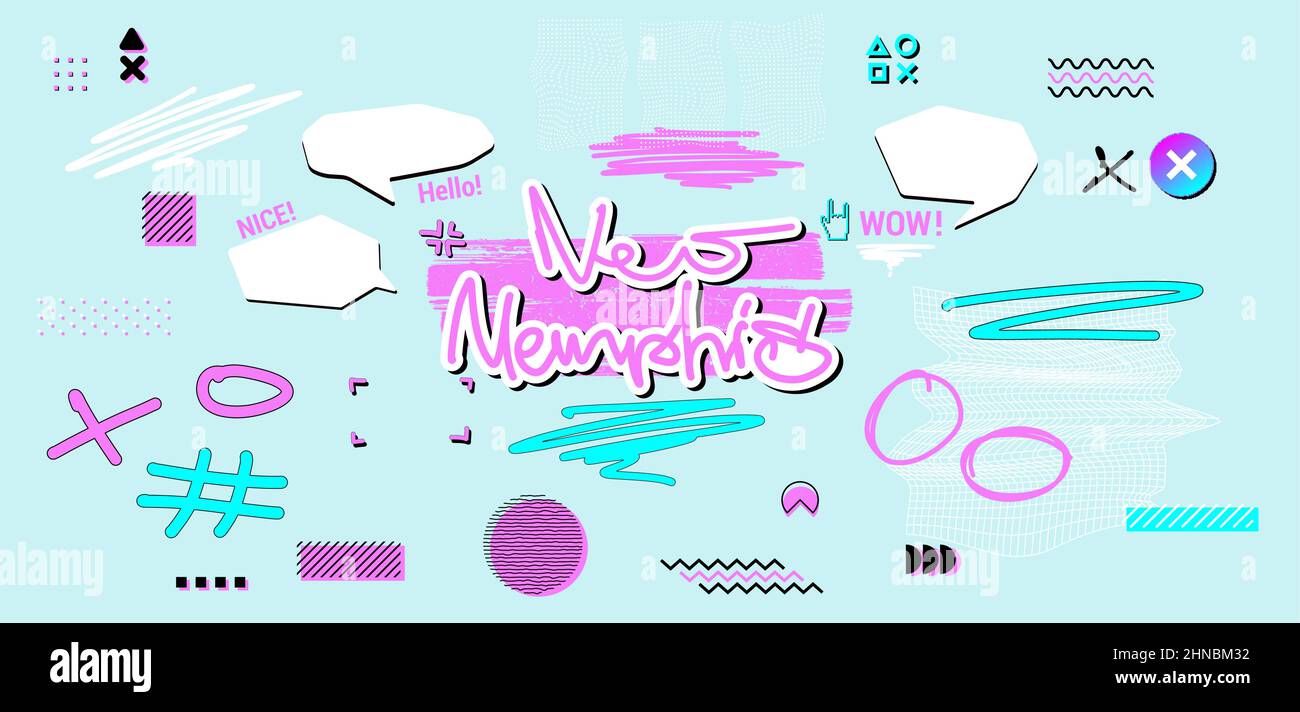 Neo Memphis shapes. Abstract geometric shapes. Retro Futuristic Stock Vector