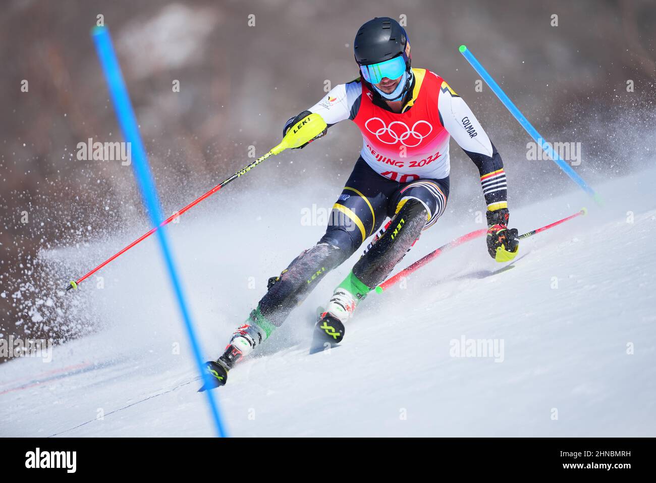 Yanqing, China. 16th Feb, 2022. Olympics, Alpine Skiing, Slalom, Men, 1st  run at the National Alpine