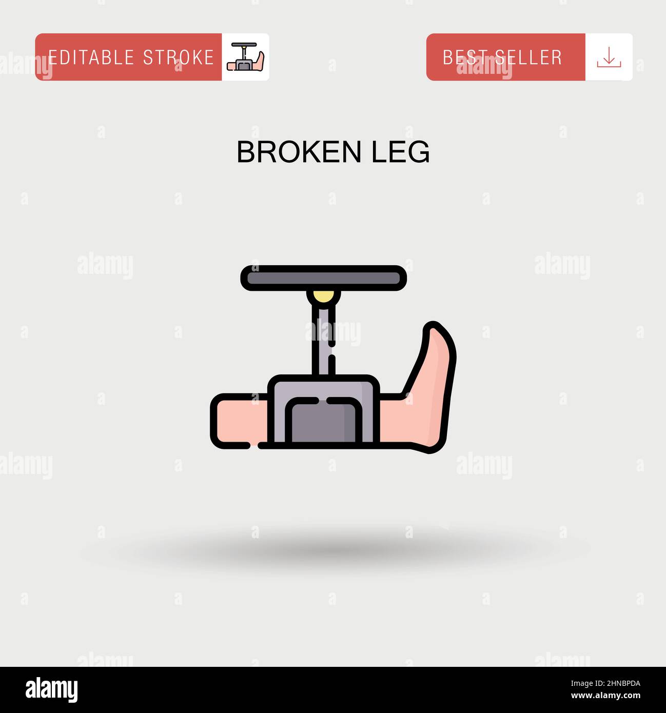 Broken leg Simple vector icon. Stock Vector