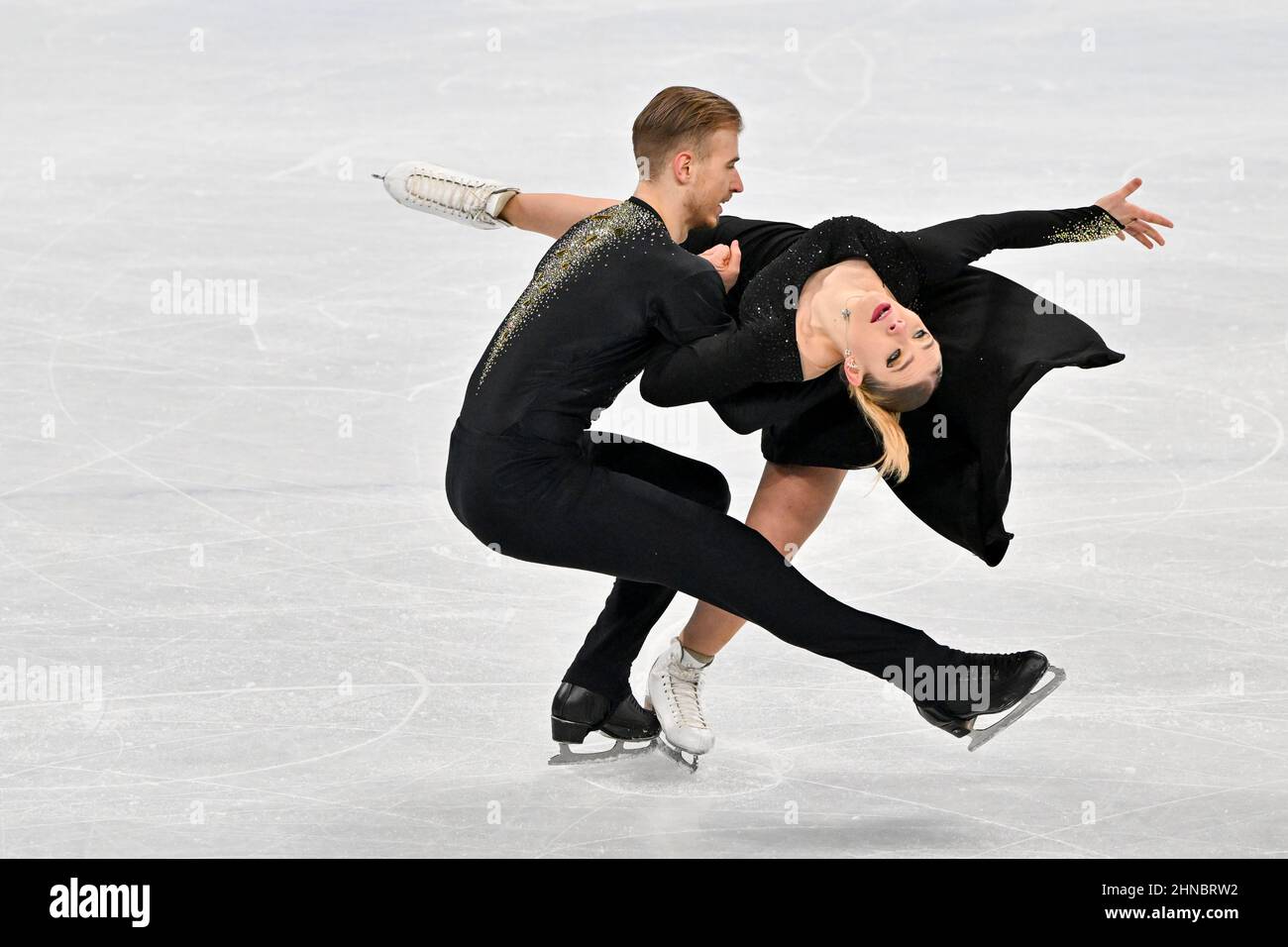 BEIJING, CHINA - FEBRUARY 14: Natalie Taschlerova and Filip Taschler of Team Czech Republic skate during the Ice Dance Free Dance on day ten of the Be Stock Photo