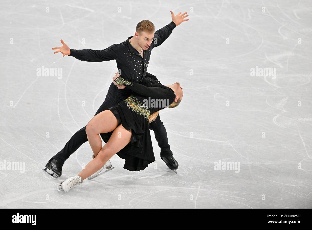 BEIJING, CHINA - FEBRUARY 14: Natalie Taschlerova and Filip Taschler of Team Czech Republic skate during the Ice Dance Free Dance on day ten of the Be Stock Photo
