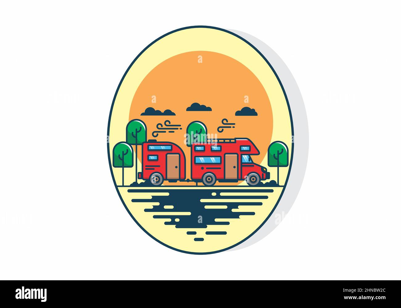 colorful camper van car flat illustration design Stock Vector Image ...