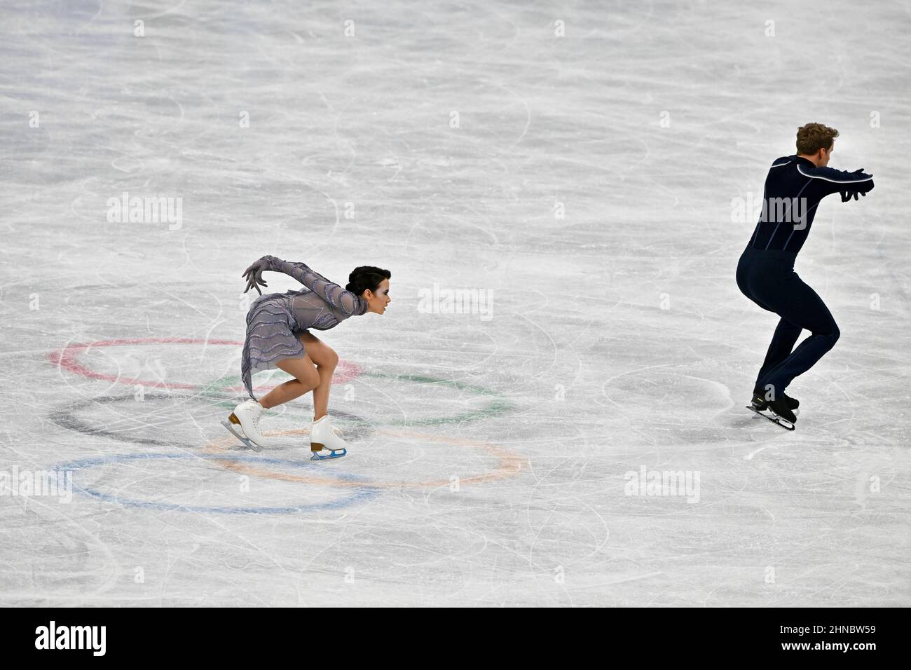BEIJING, CHINA FEBRUARY 14 Madison Chock and Evan Bates of USA skate