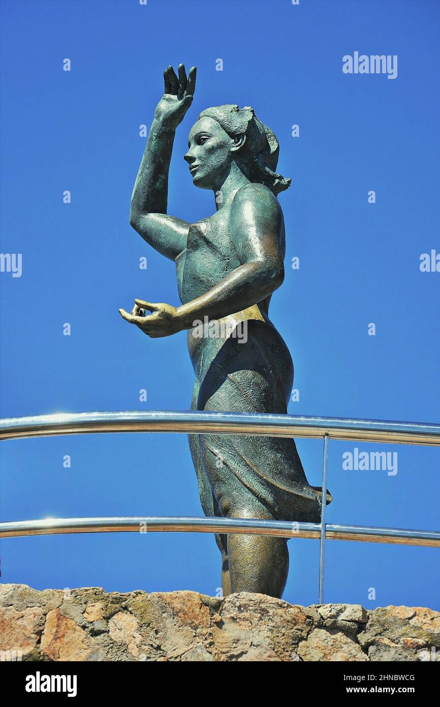 Monument to the seafaring woman in Lloret de Mar in the region of La Selva province of Gerona,Catalonia,Spain Stock Photo