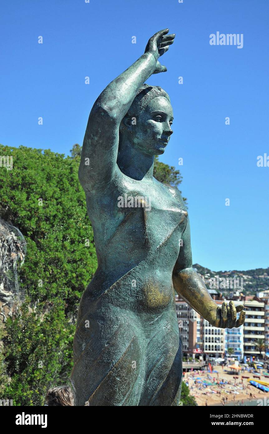 Monument to the seafaring woman in Lloret de Mar in the region of La Selva province of Gerona,Catalonia,Spain Stock Photo