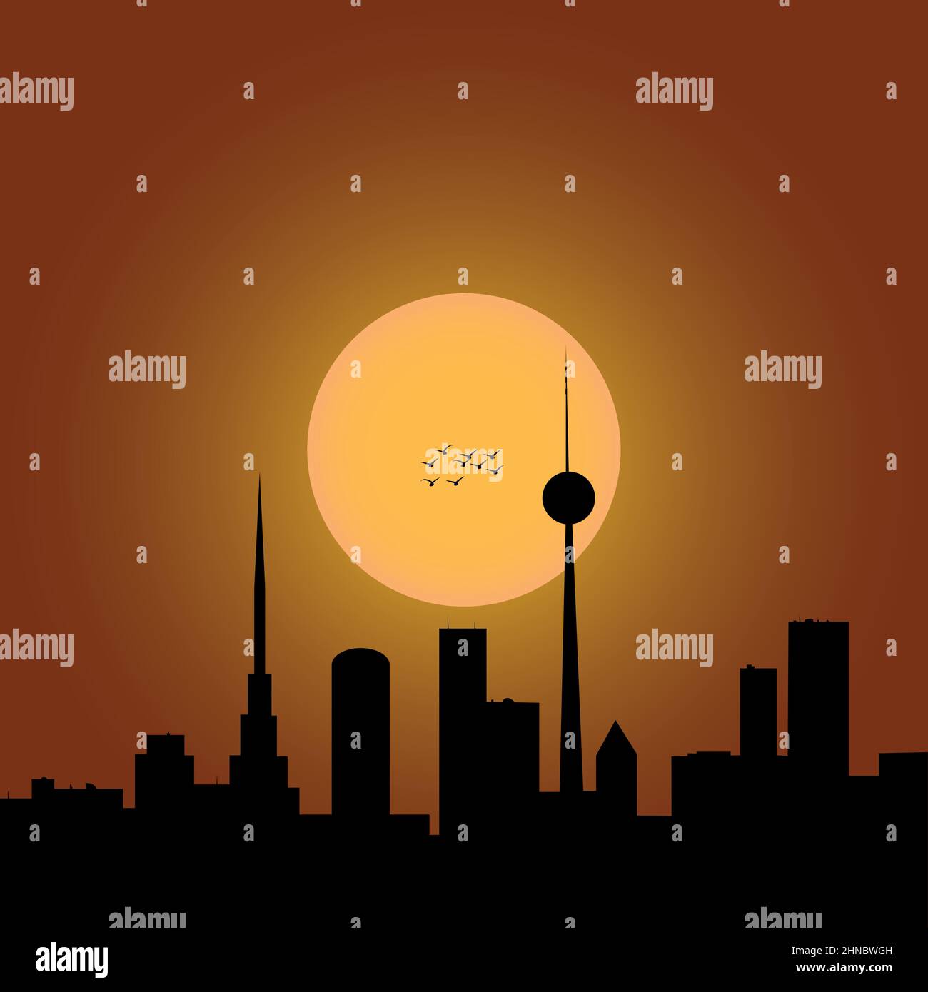 Full moon skyscraper Stock Vector Images - Alamy
