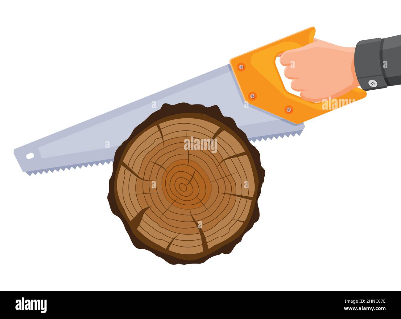 Saw Sawing Tree Trunk Stock Vector Image & Art Alamy