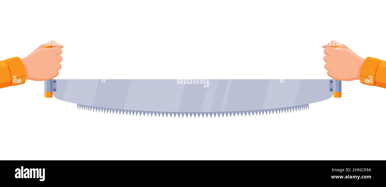 Two Man Saw Isolated on White. Stock Vector