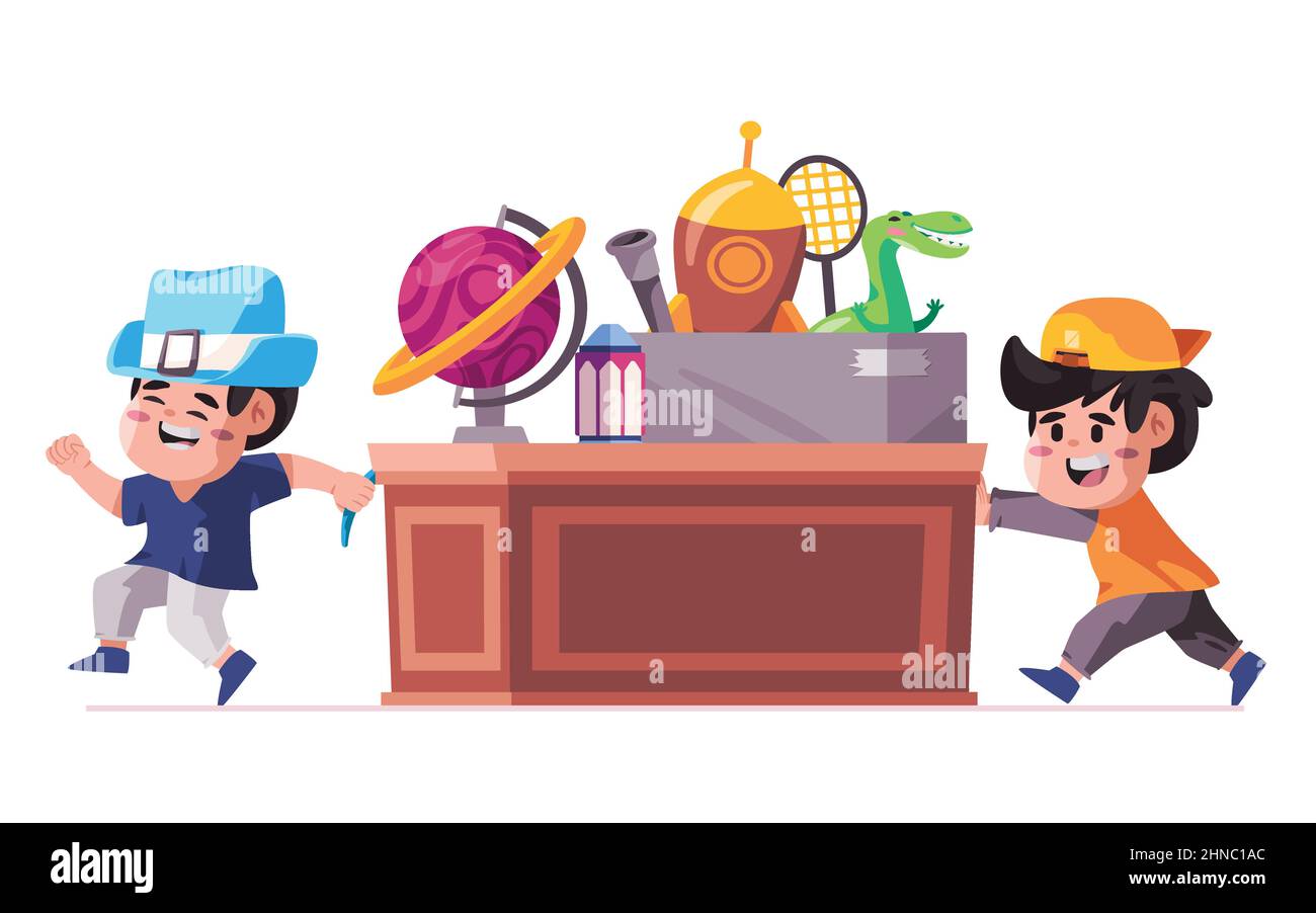 Kids children happy for science toys pull push education element school