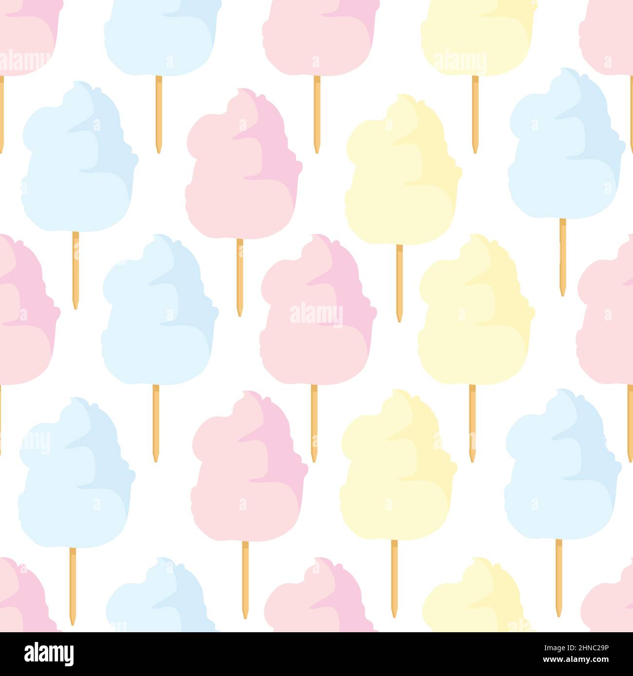 Colorful cotton candy sweet sugar dessert seamless pattern, background. Vector Stock Vector