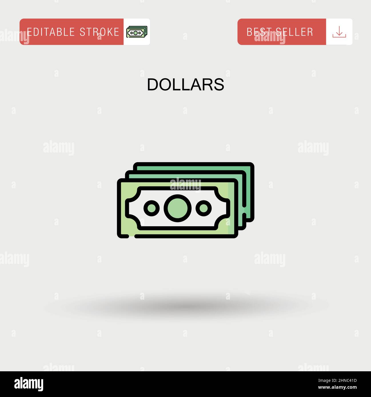 Dollars Simple vector icon. Stock Vector