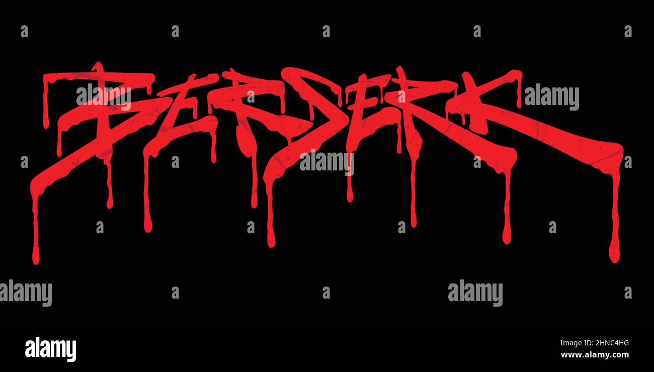 Berserk. Red and Black Hand lettering word art. Graffiti style logo lettering illustration Stock Vector