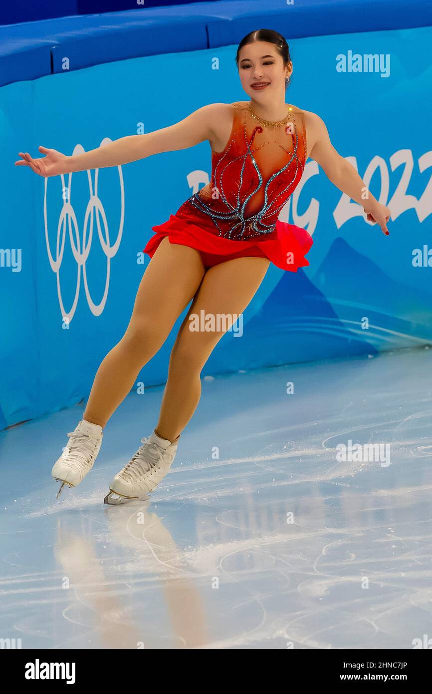 Beijing, Hebei, China. 15th Feb, 2022. Alysa LIU (USA) performs in the