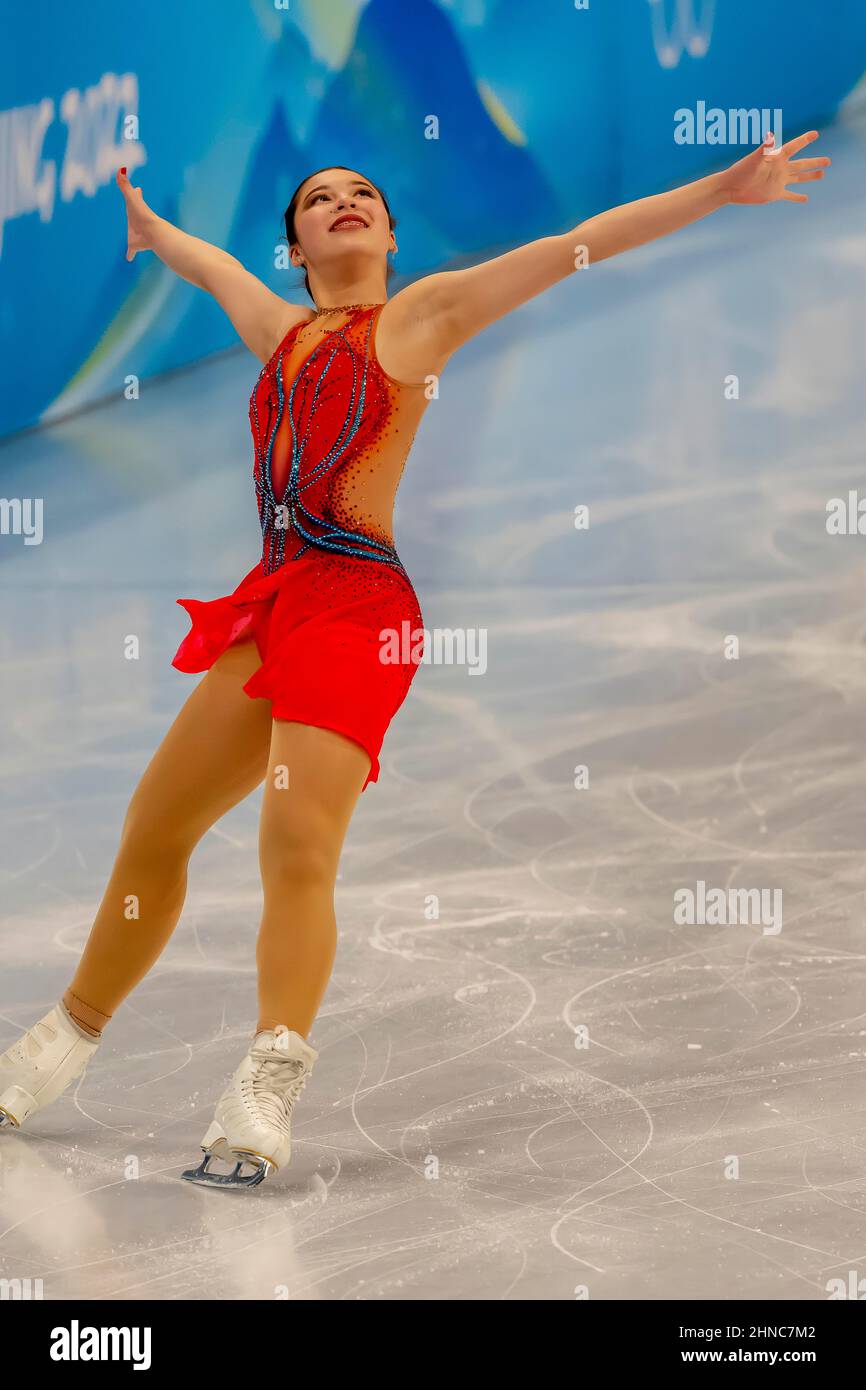 Beijing, Hebei, China. 15th Feb, 2022. Alysa LIU (USA) performs in the