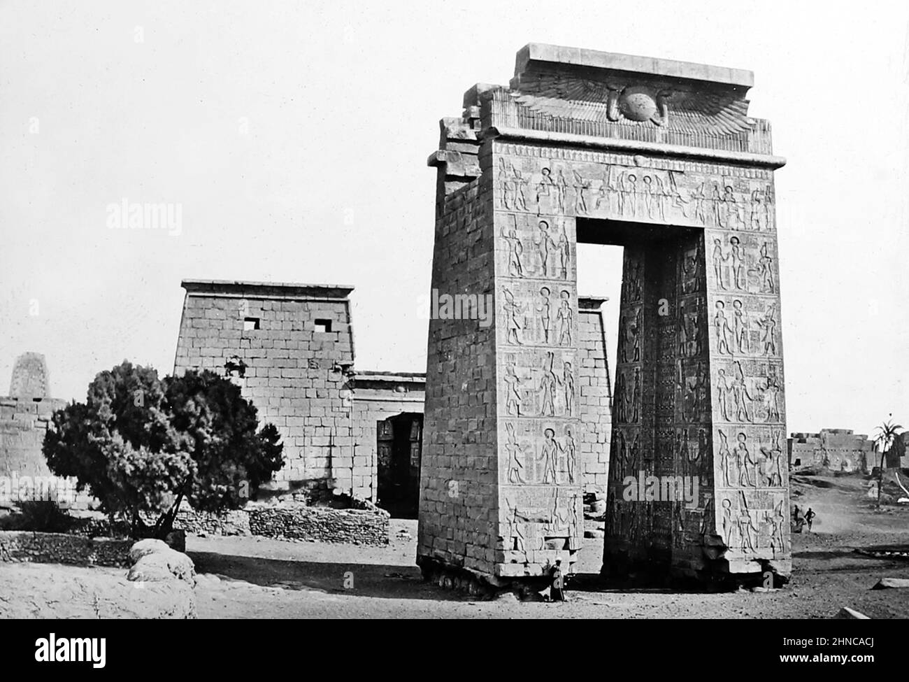Gateway of Ptolemy III, Thebes, Egypt, Victorian period Stock Photo