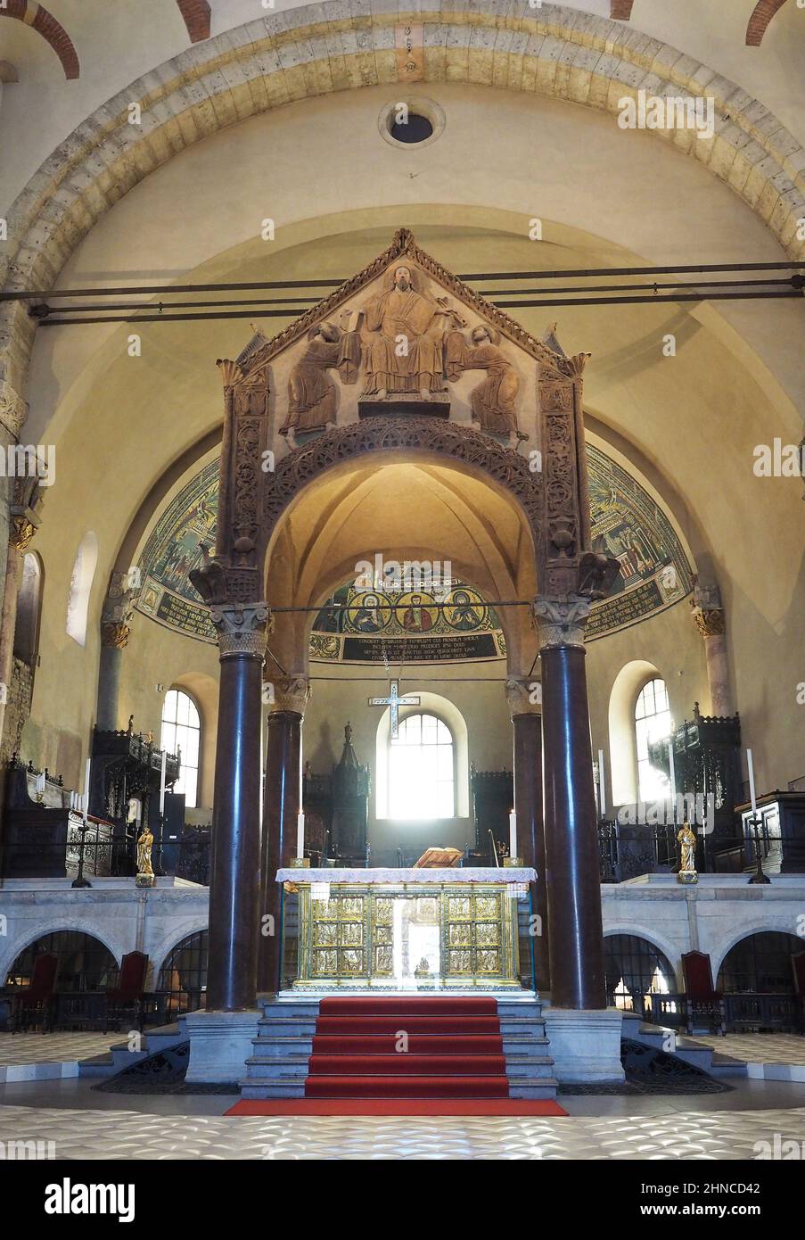 Europe, Italy, Lombardy, Milan, Abbey of S. Ambrogio. Early Christian and medieval Romanesque church.The golden altar Stock Photo