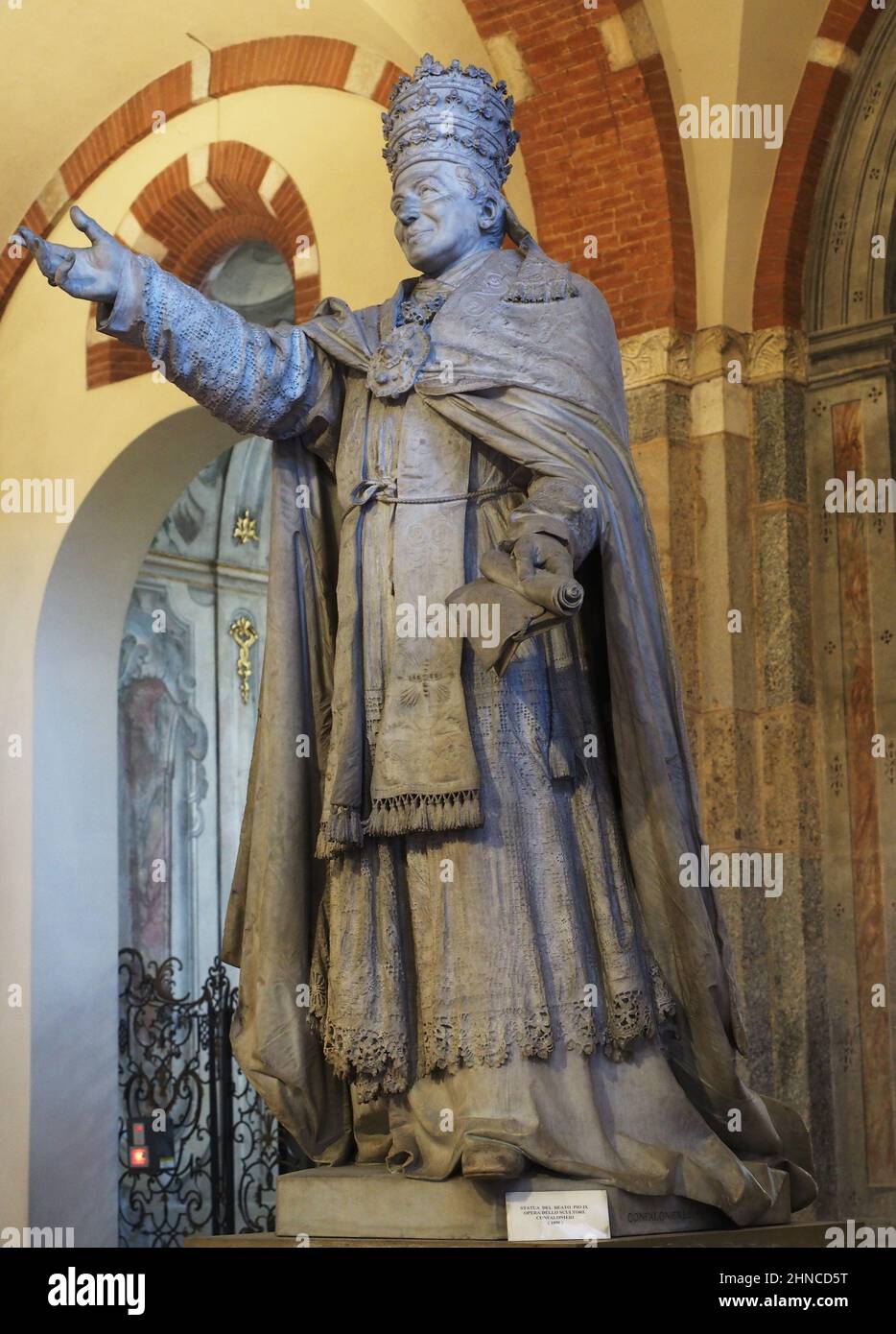 Italy, Lombardy, Milan, Basilica di Sant'Ambrogio, the saint statue Stock Photo