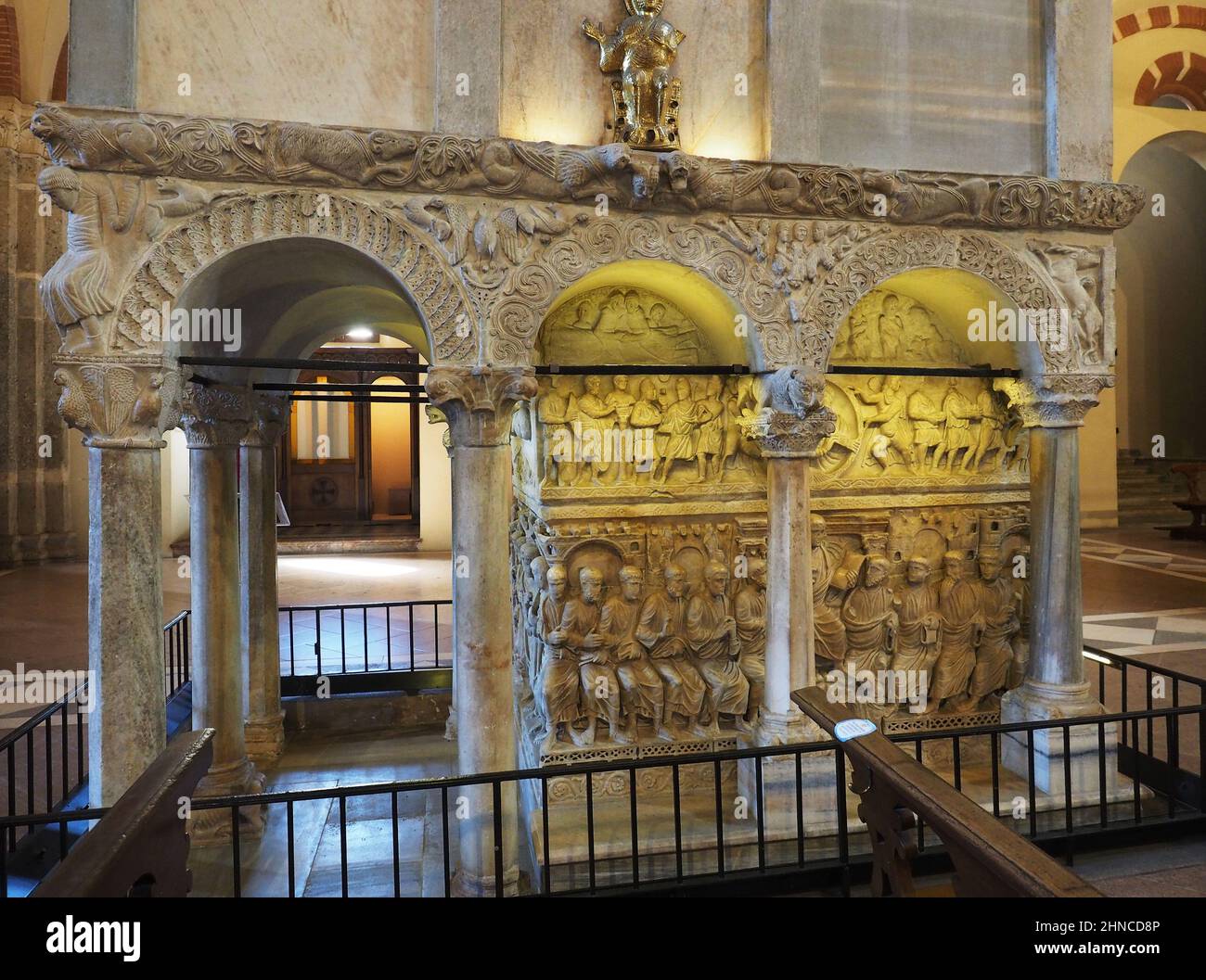Europe,Italy, Lombardy, Milan. Sant'Ambrogio Basilica, interior, Sarcofago di Stilicone Stock Photo