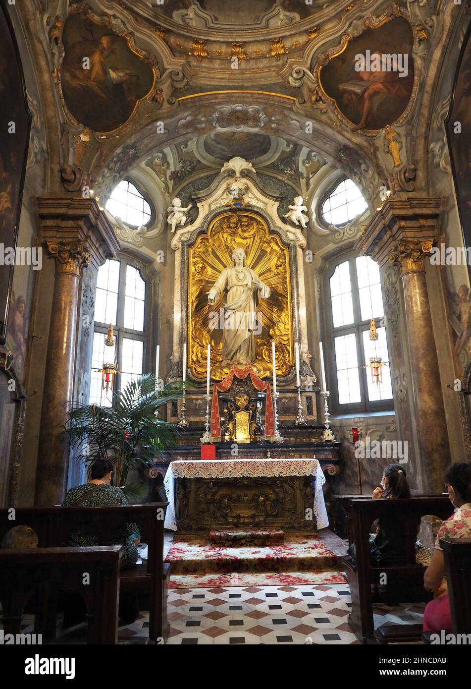 Italy, Lombardy, Milan, Basilica di Sant'Ambrogio, Jesus Christ statue Stock Photo