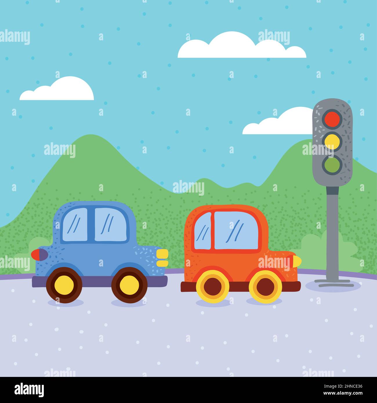 cars and traffic light scene Stock Vector Image & Art Alamy