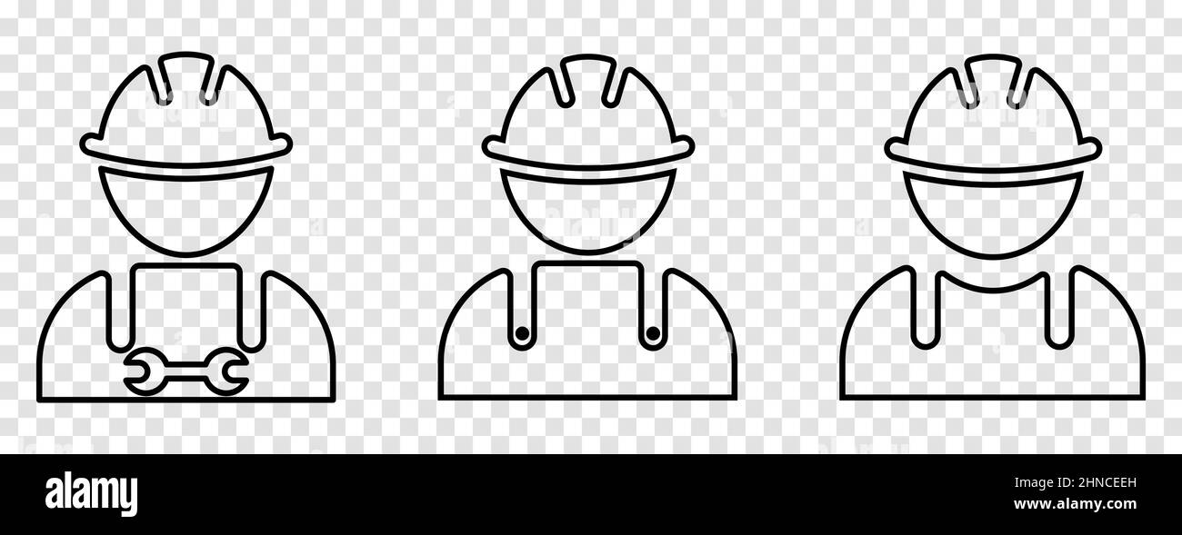 Construction worker line icon. Vector illustration isolated on ...
