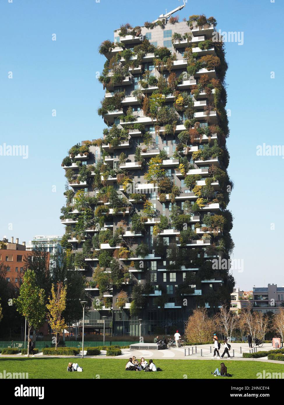 Italy, Lombardy, Milan, Bosco Verticale Residential Towers 111 Meters 78 Meters designed Boeri Studio Porta Nuova Project Business Center Milan Stock Photo