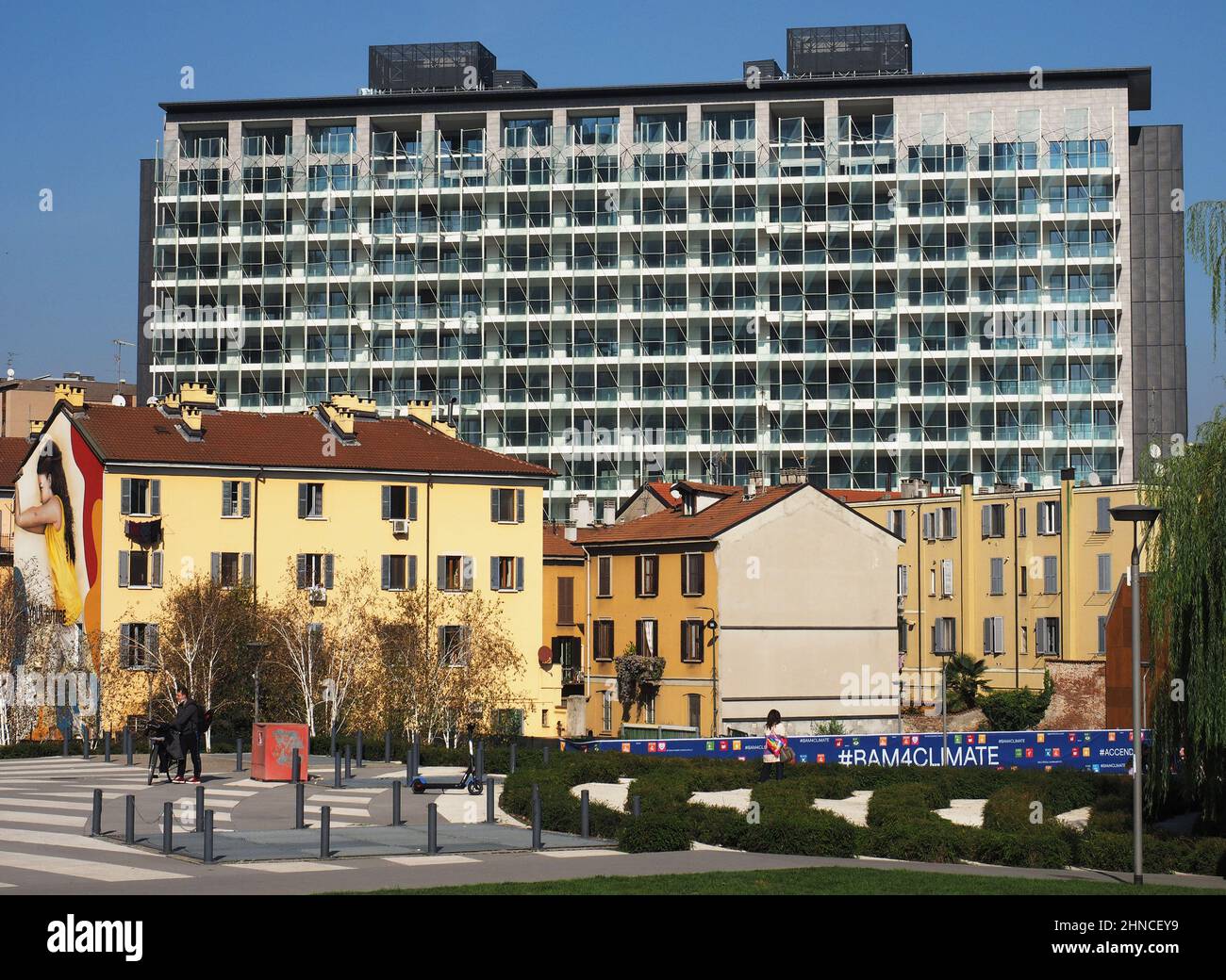 Europe,Italy, Lombardy, Milan, modern architetture , porta nuova discrtict,old building and  modern residential building Stock Photo