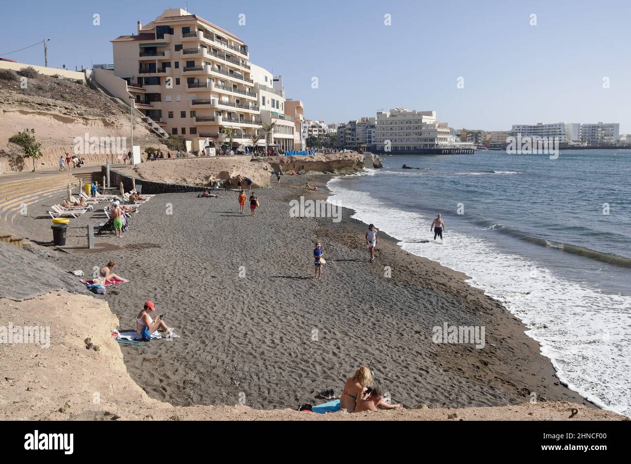 Playa del Médano, El Médano seafront, south Tenerife, Canary Islands, Spain, February 2022 Stock Photo