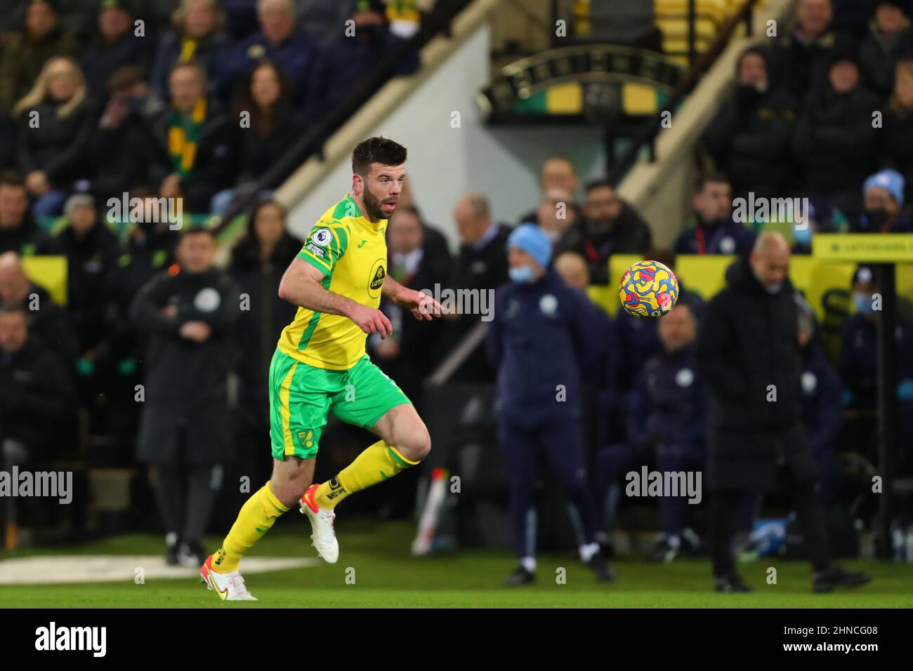 Grant Hanley of Norwich City - Norwich City v Manchester City, Premier League, Carrow Road, Norwich, UK - 12th February 2022  Editorial Use Only - DataCo restrictions apply Stock Photo