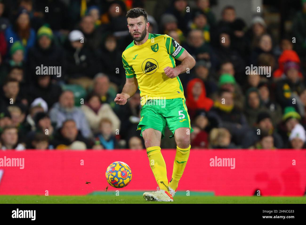 Grant Hanley of Norwich City - Norwich City v Manchester City, Premier League, Carrow Road, Norwich, UK - 12th February 2022  Editorial Use Only - DataCo restrictions apply Stock Photo