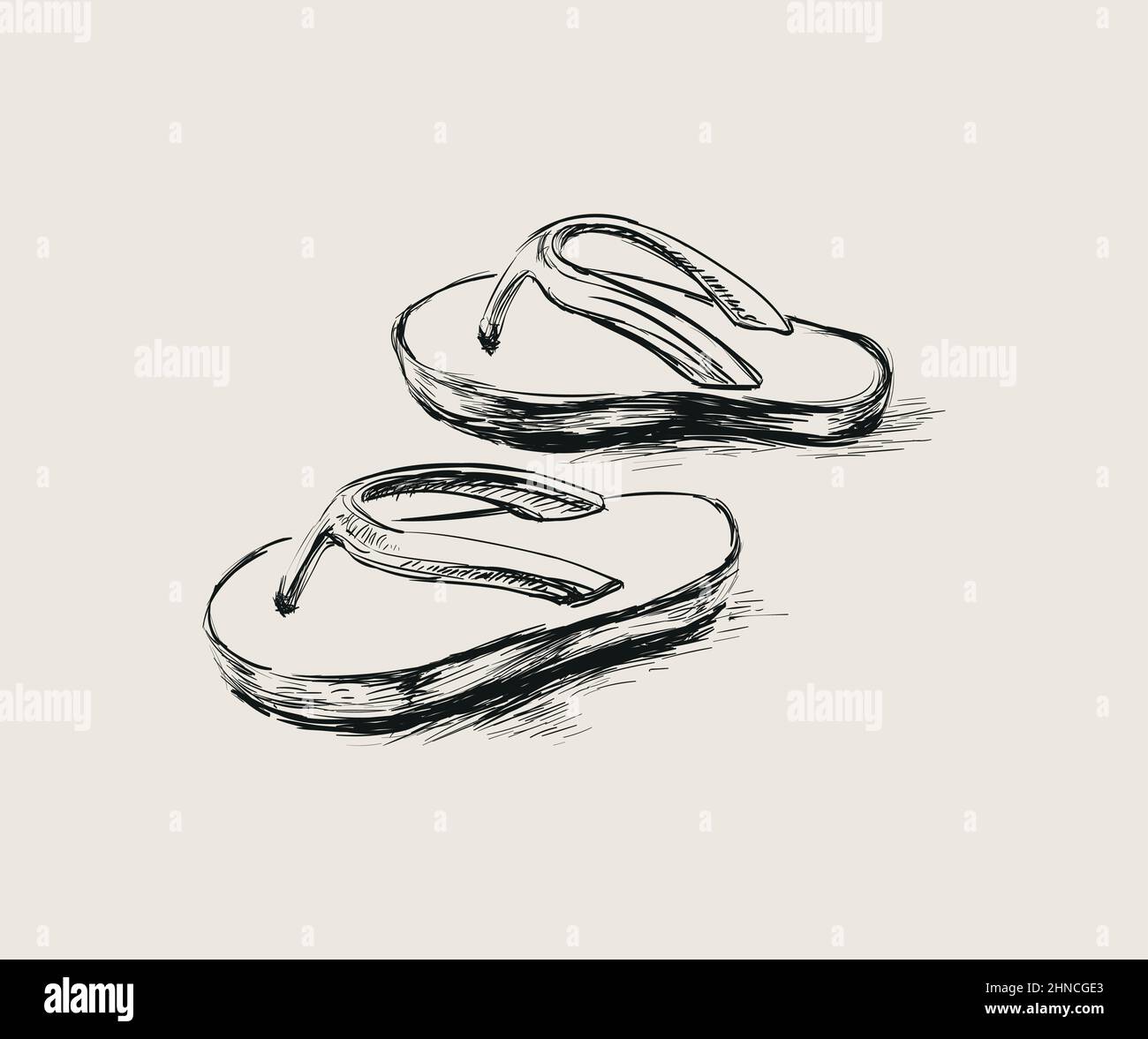 Beach, flip, flops, foot, footwear, sandal, sketch icon - Download on  Iconfinder