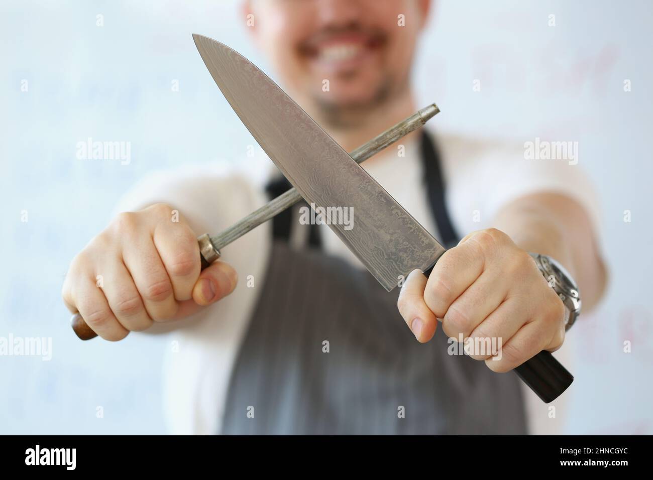 Closeup hand holding knife sharp hi-res stock photography and images ...