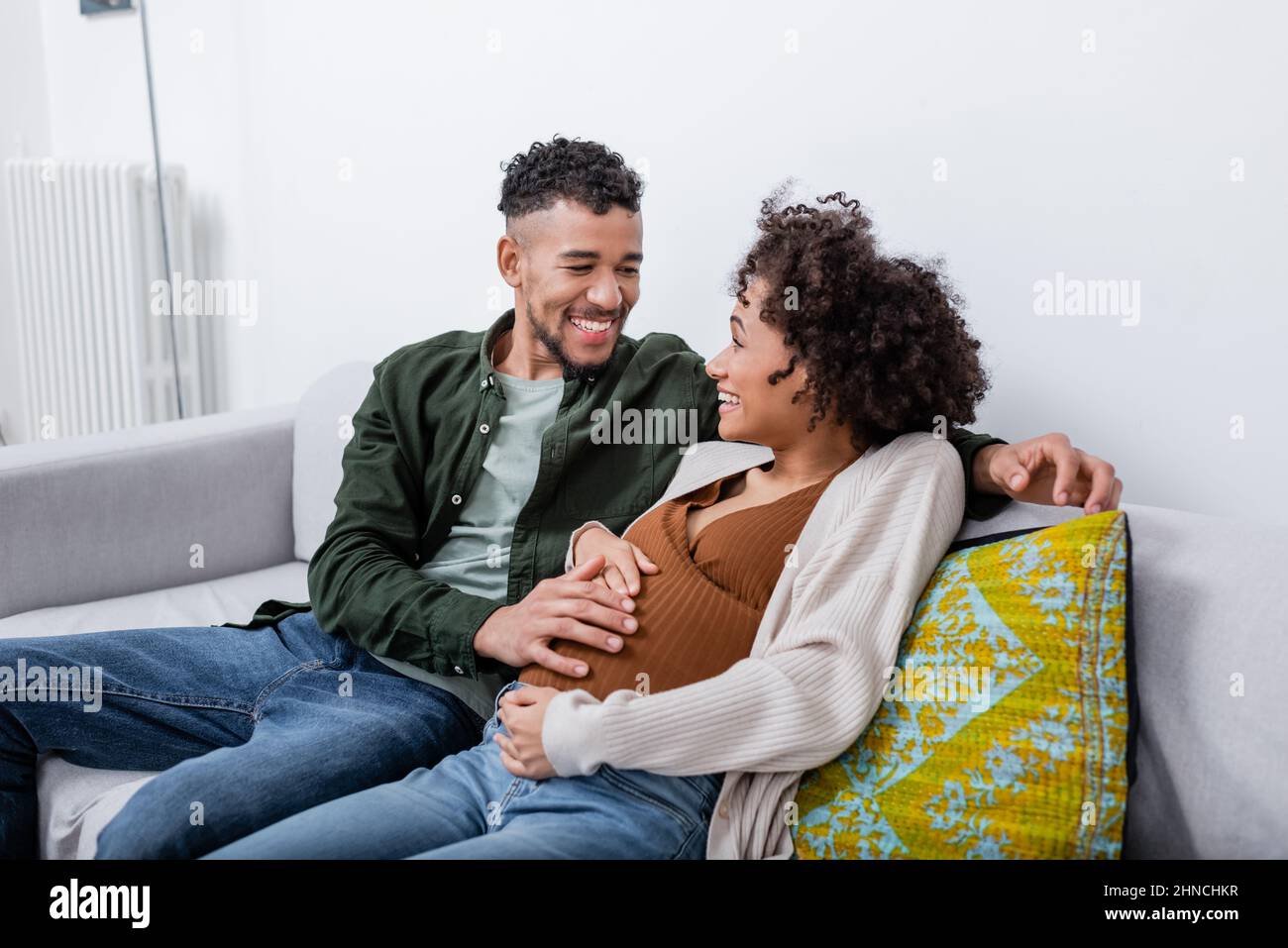 African american pregnant couple belly hi-res stock photography and ...
