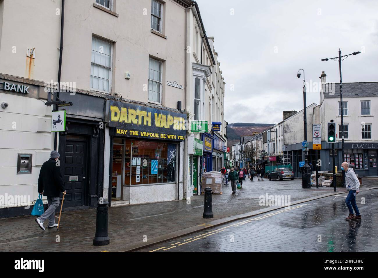 Aberdare town centre, Rhondda Cynon Taff, Wales, UK, February 2022