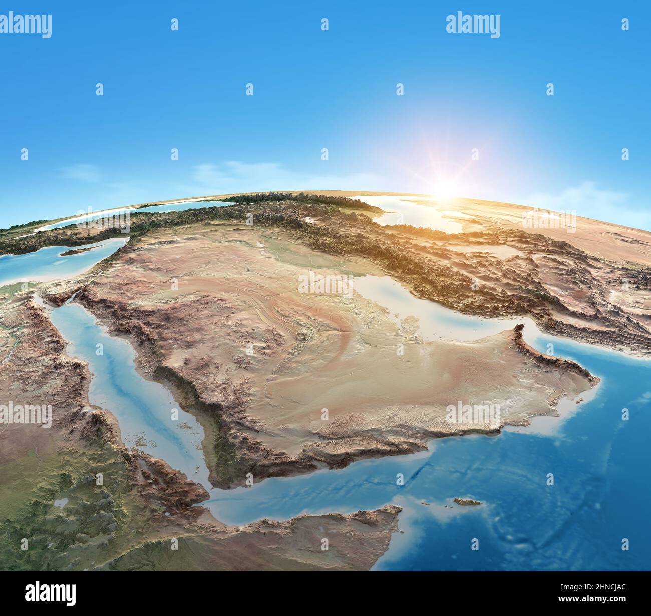Physical Map Of Planet Earth Focused On Saudi Arabia Arabian Physical Map Of Planet Earth Focused On Saudi Arabia Arabian Peninsula Satellite View Of Middle East Elements Furnished By Nasa 2HNCJAC