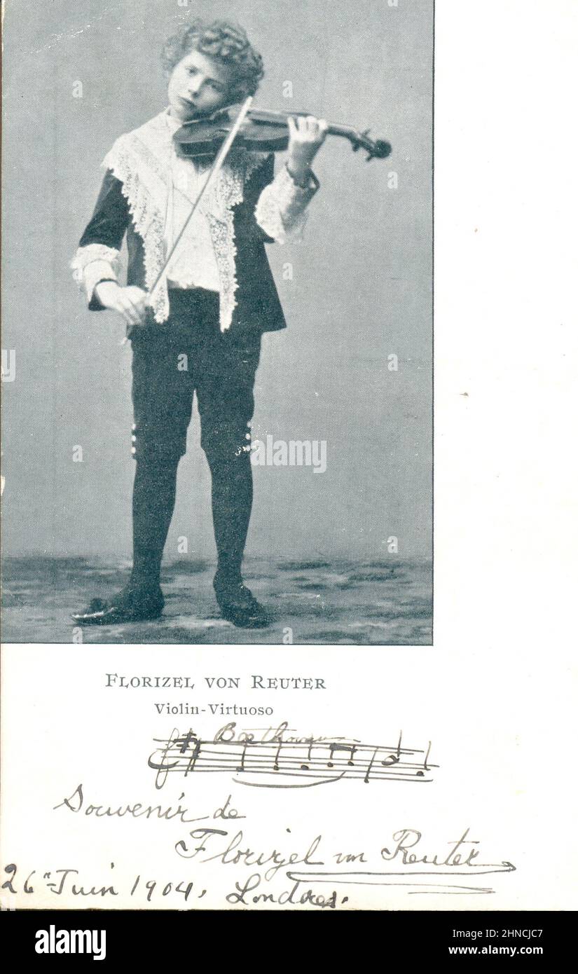 Picture postcard of Florizel von Reuter the violin virtuoso signed and dated 1904 Stock Photo