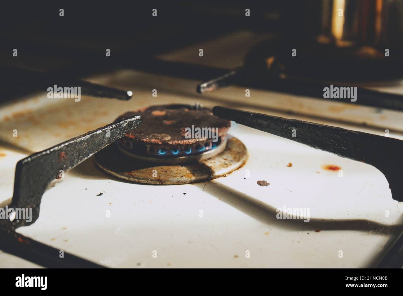 Detail of an old gas cooker Stock Photo Alamy