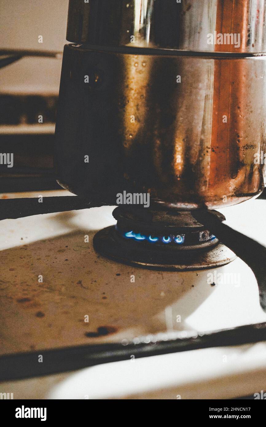 Detail of an old gas cooker Stock Photo Alamy