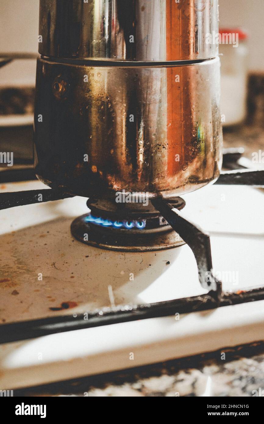 Detail of an old gas cooker Stock Photo Alamy