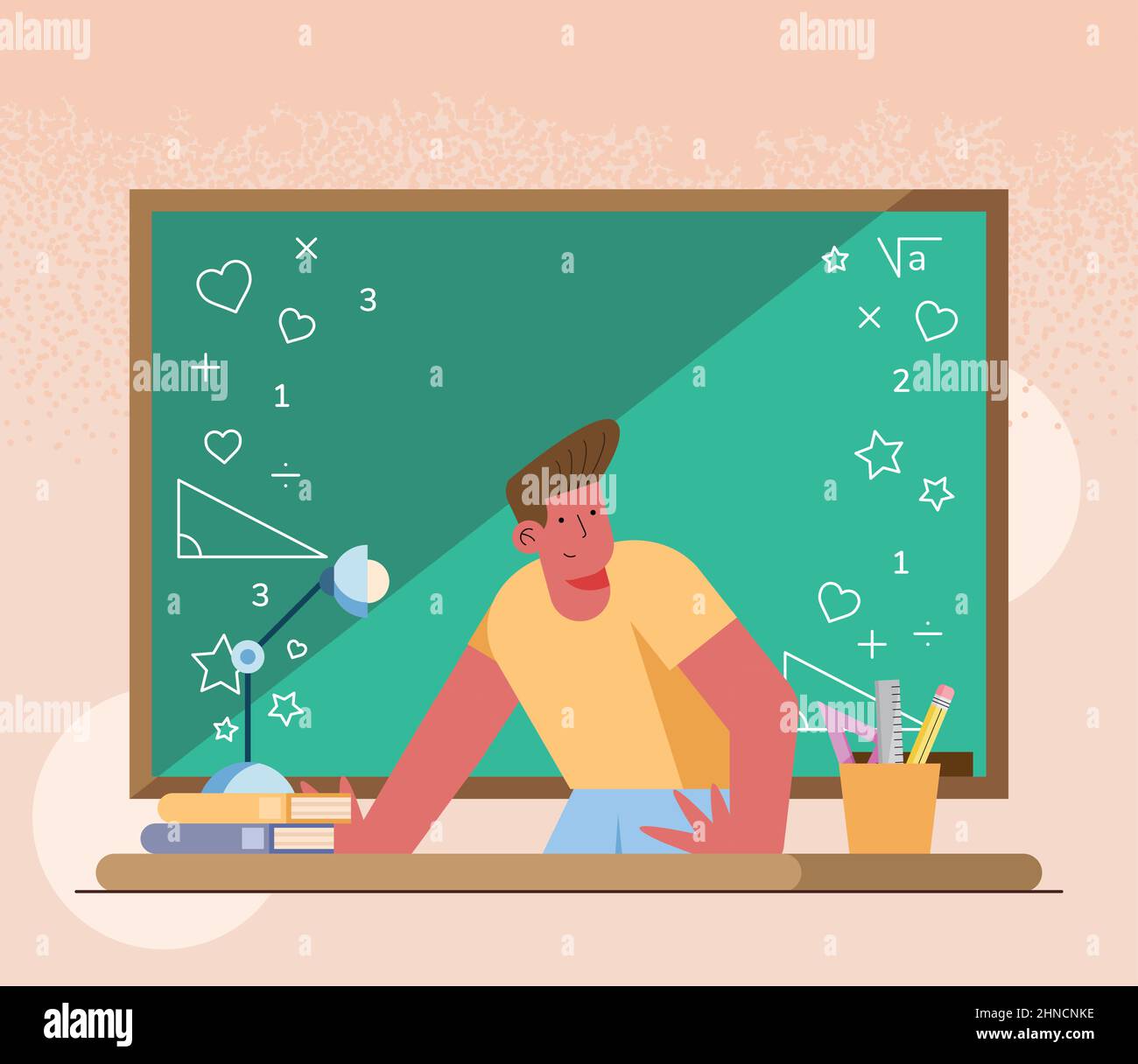 teacher with chalkboard workplace scene Stock Vector Image & Art - Alamy