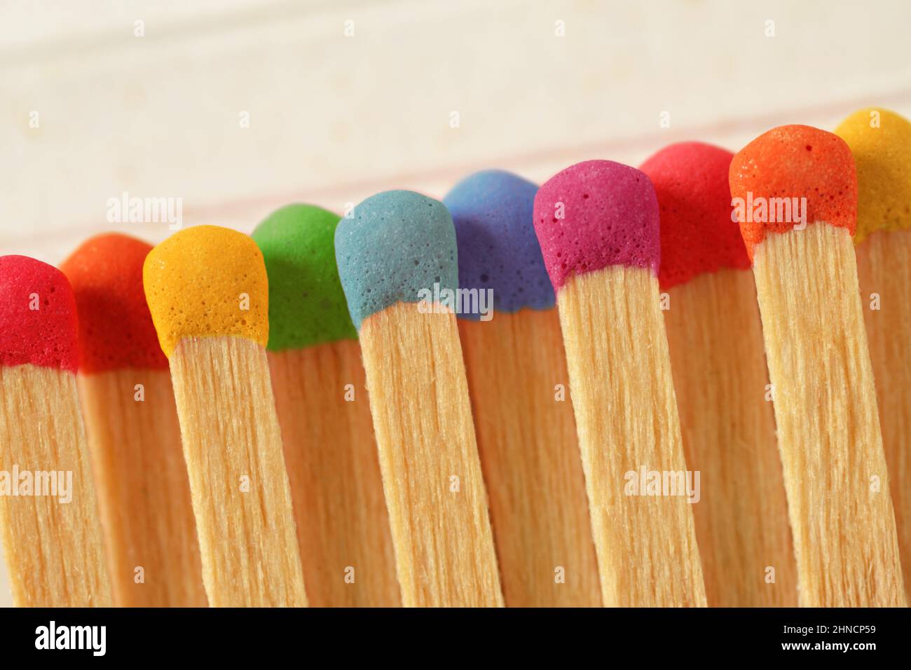 Rainbow matches - Concept of inclusion and union in divesity Stock Photo