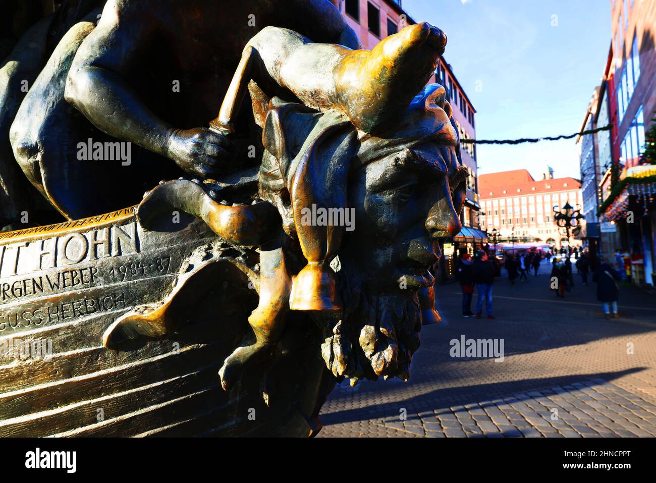 Bayern, Nürnberg, Brunnen, Skulptur, Kunst, Kultur, das Narrenschiff eine Nürnberger Brunnenskulptur in der Altstadt oder Innenstadt. Stock Photo