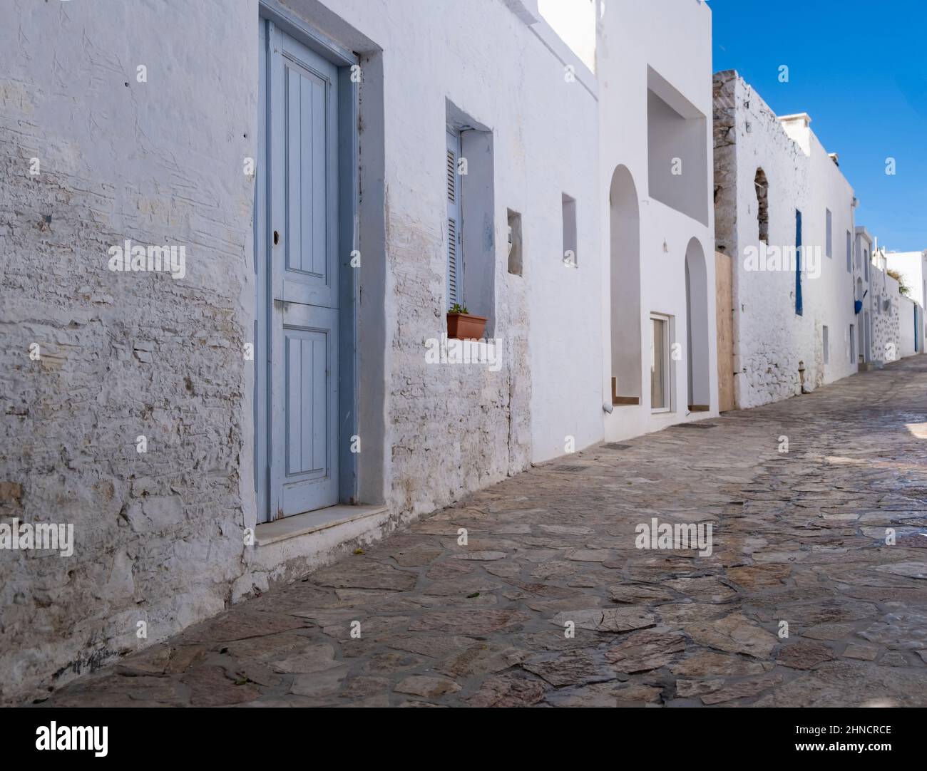 Greece, Ano Koufonisi island. New and aged traditional stonewall ...