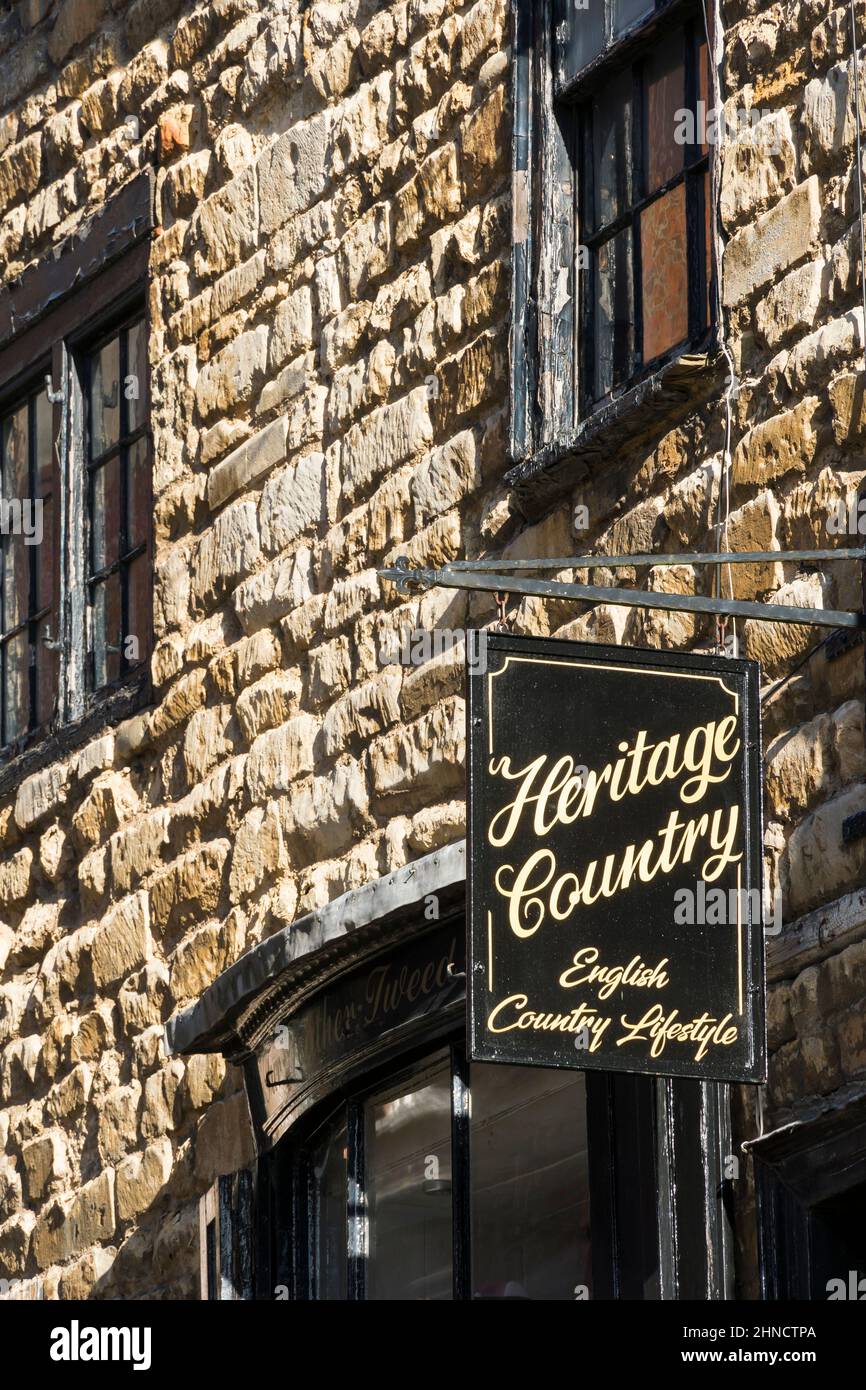 Heritage Country English Country Lifestyle clothes shop sign Steep Hill Lincoln city 2022 Stock Photo