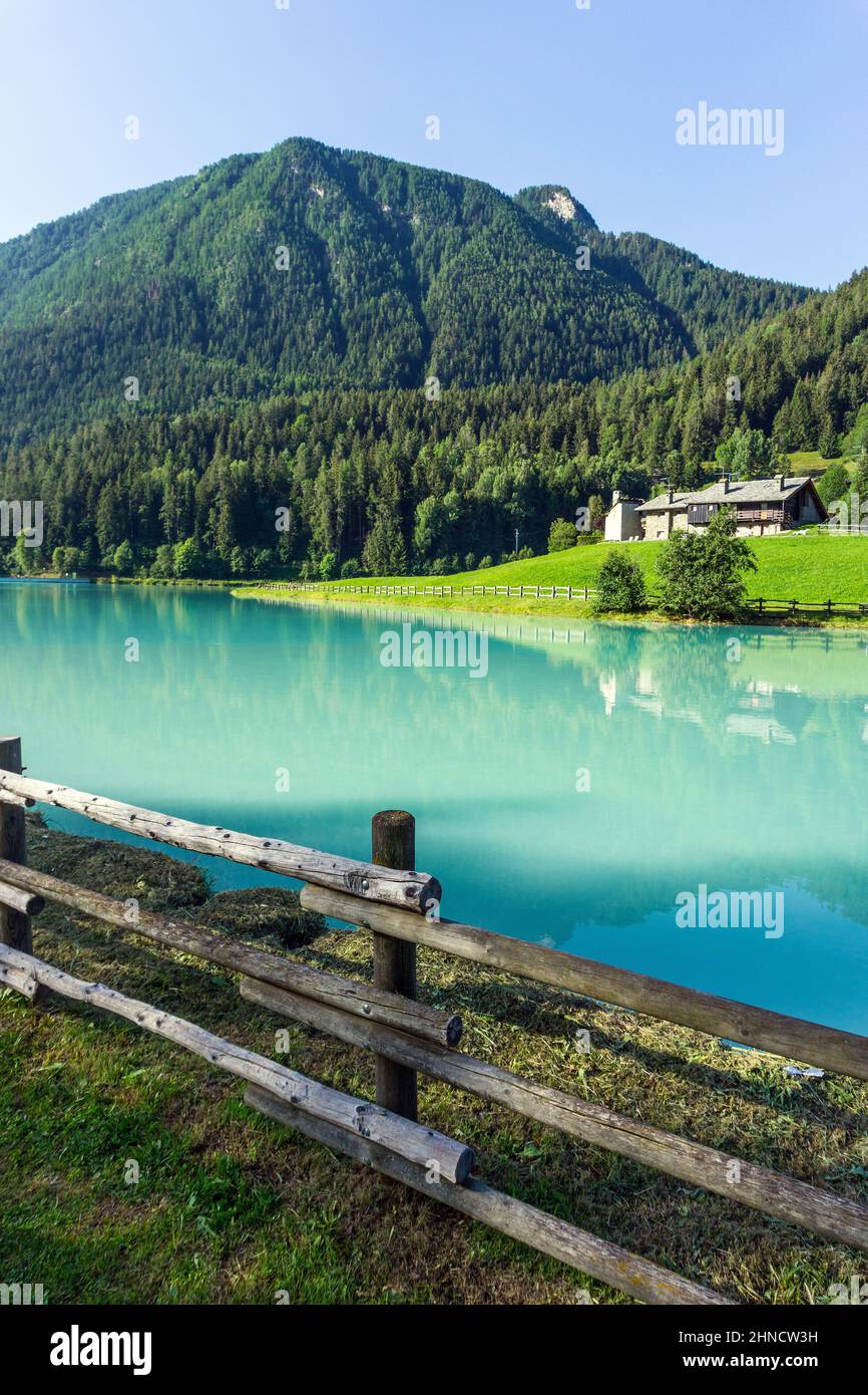 Italy, Valle d'Aosta, Brusson, the lake Stock Photo