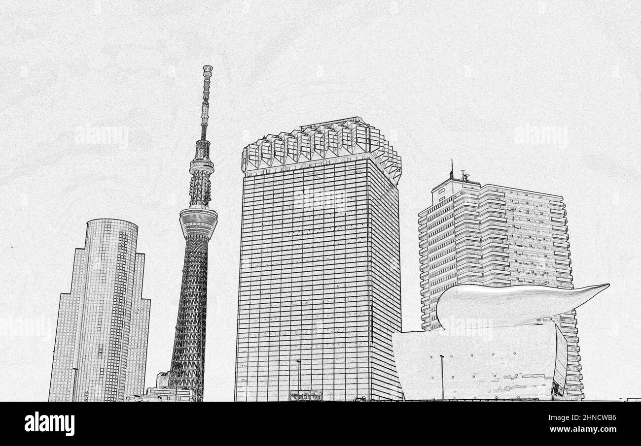 Tokyo SkyTree tower, Tokyo (illustration) Stock Photo