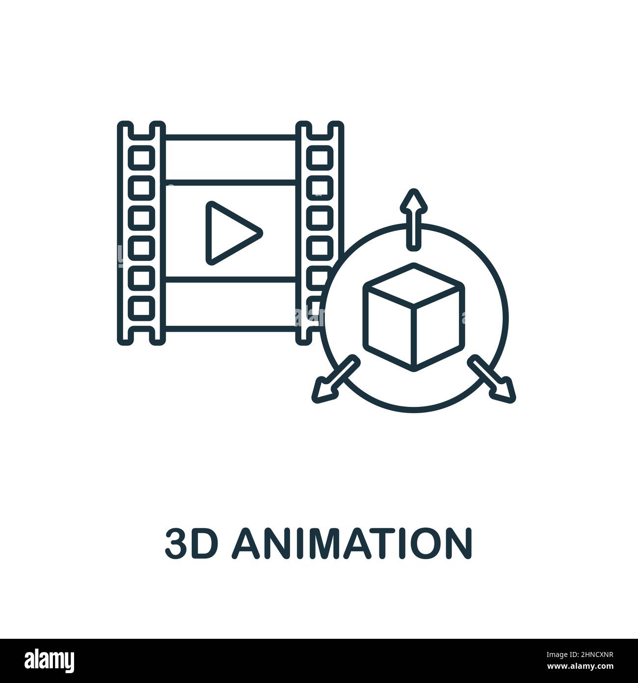 3D Animation icon. Line element from video production collection